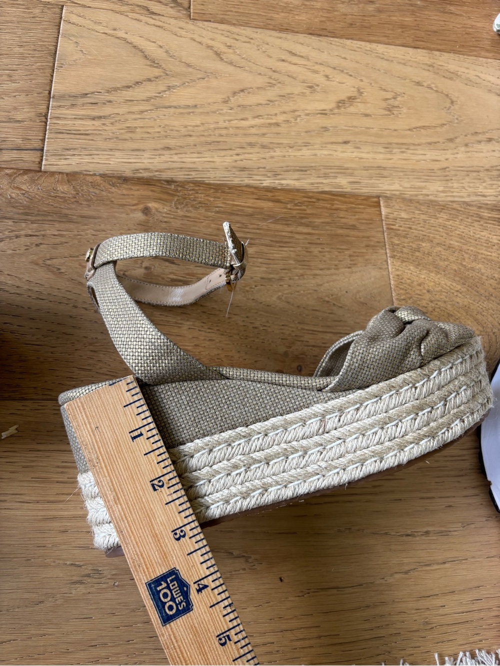 Michael Kors canvas and gold platform wedge sandal womens 8 - Picture 6 of 6